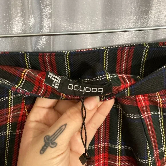 tartan high waisted wide leg pants - Picture 4 of 10